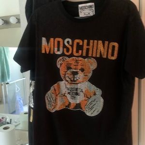 Rare vintage Moschino t shirt bling teddy bear Rhinestone